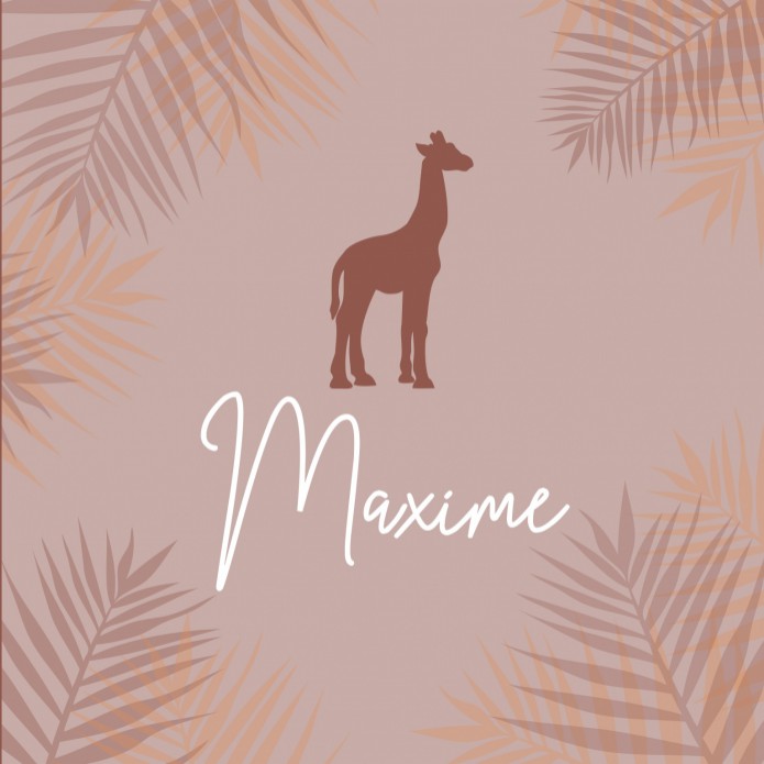 Geboortekaartje meisje giraffe roze silhouet Maxime
