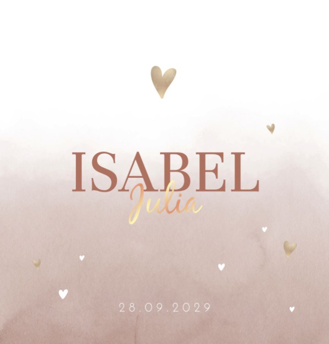Geboortekaartje meisje aquarel Isabel