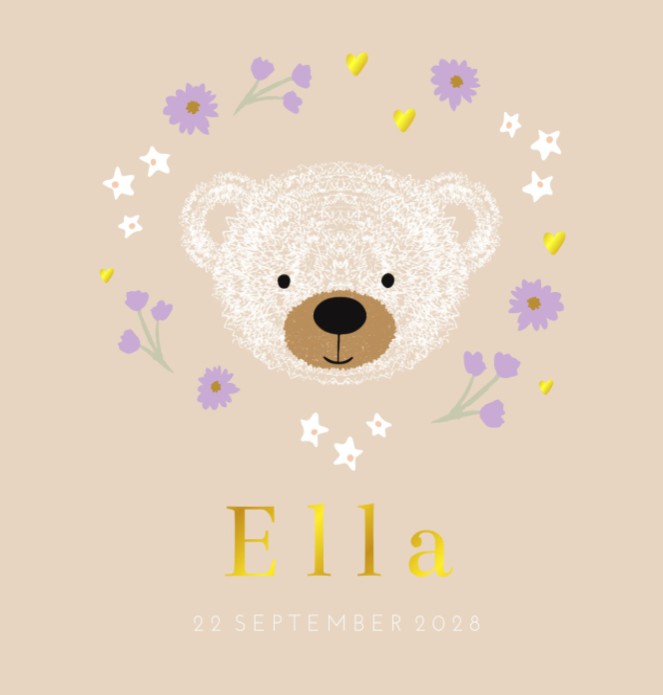 Geboortekaartje meisje beer Ella