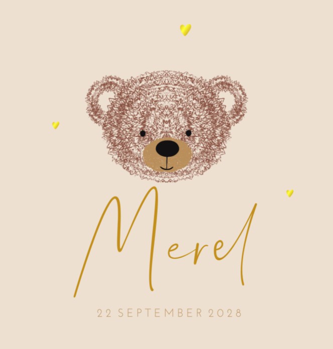 Geboortekaartje meisje beer Merel