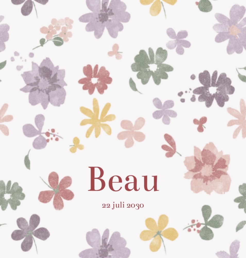 Geboortekaartje Prénatal meisje bloemen Beau