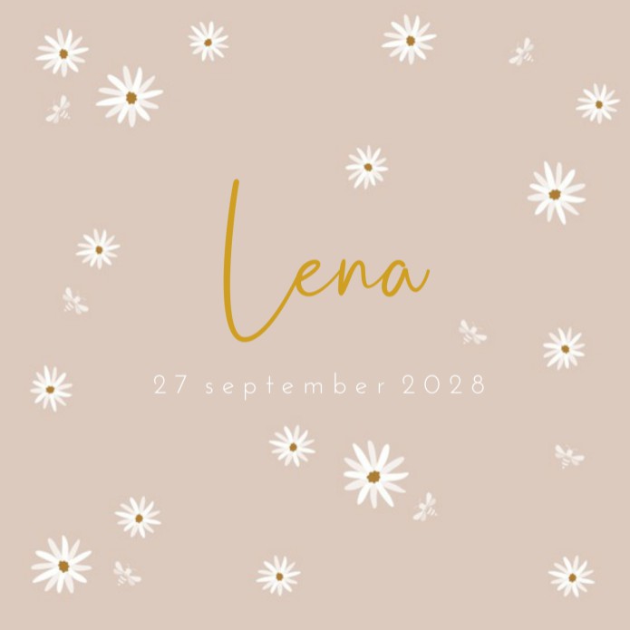 Geboortekaartje meisje witte bloemen Lena