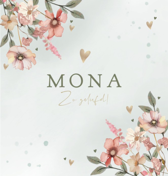 Geboortekaartje meisje bloemen Mona
