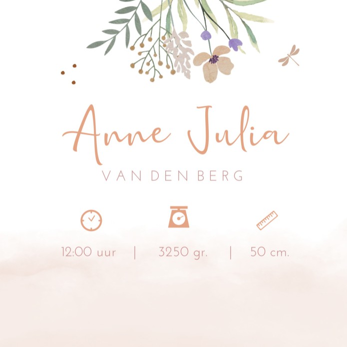 Geboortekaartje meisje botanical Anne