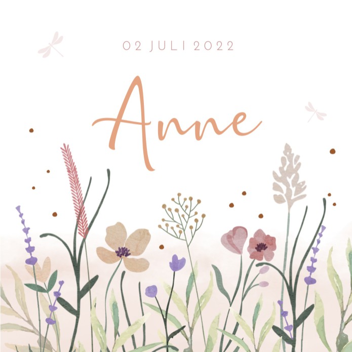 Geboortekaartje meisje botanical Anne