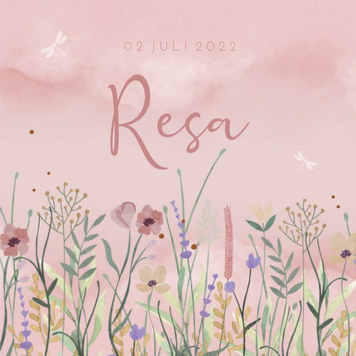 Geboortekaartje meisje botanical Resa