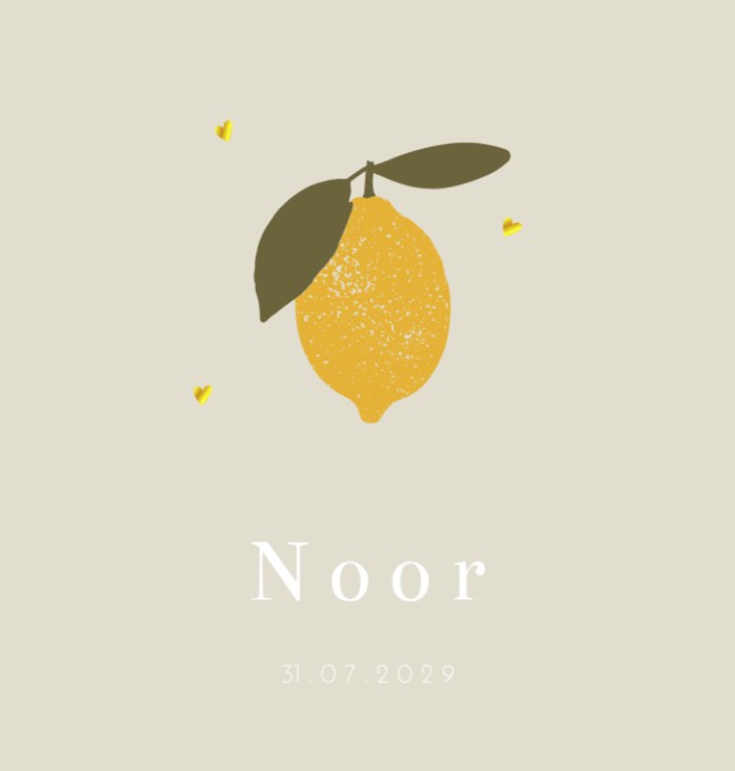 Geboortekaartje meisje citroen Noor