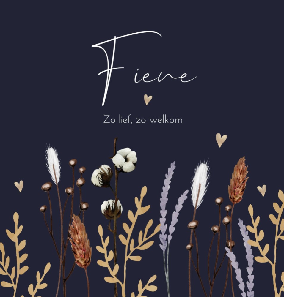 Geboortekaartje meisje bloemen Fiene