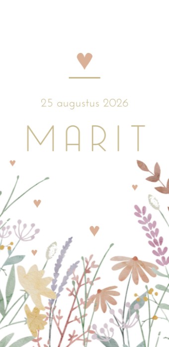 Geboortekaartje meisje bloemenveld Marit