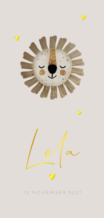 Geboortekaartje meisje leeuw zand Lola