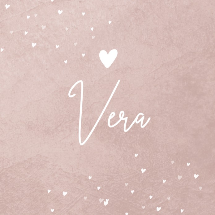 Geboortekaartje meisje roze betonlook met hartjes Vera