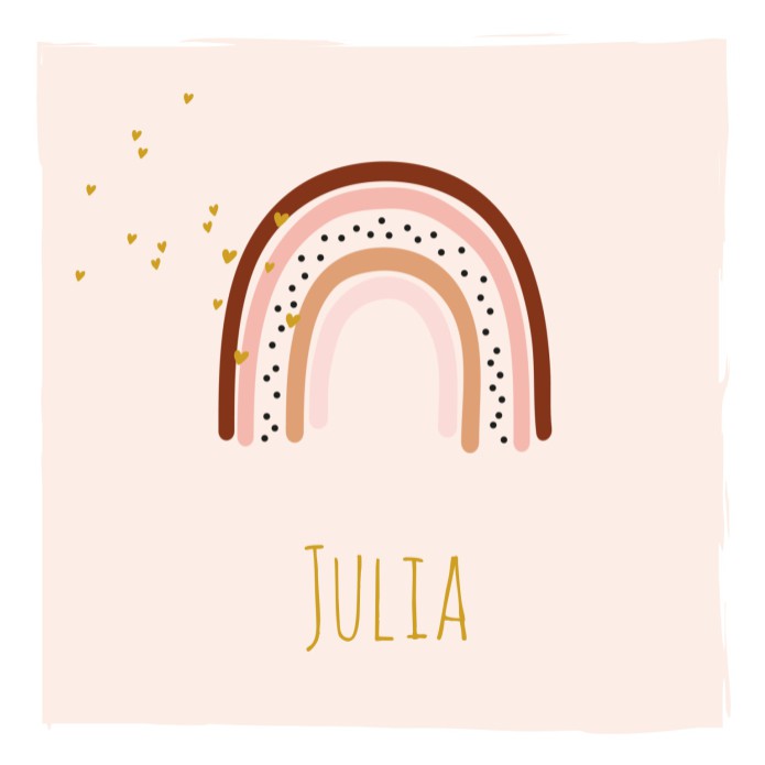 Geboortekaartje meisje roze regenboog Julia