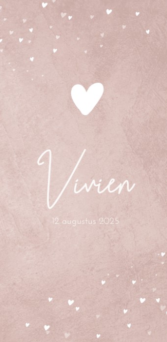 Geboortekaartje meisje roze betonlook Vivien