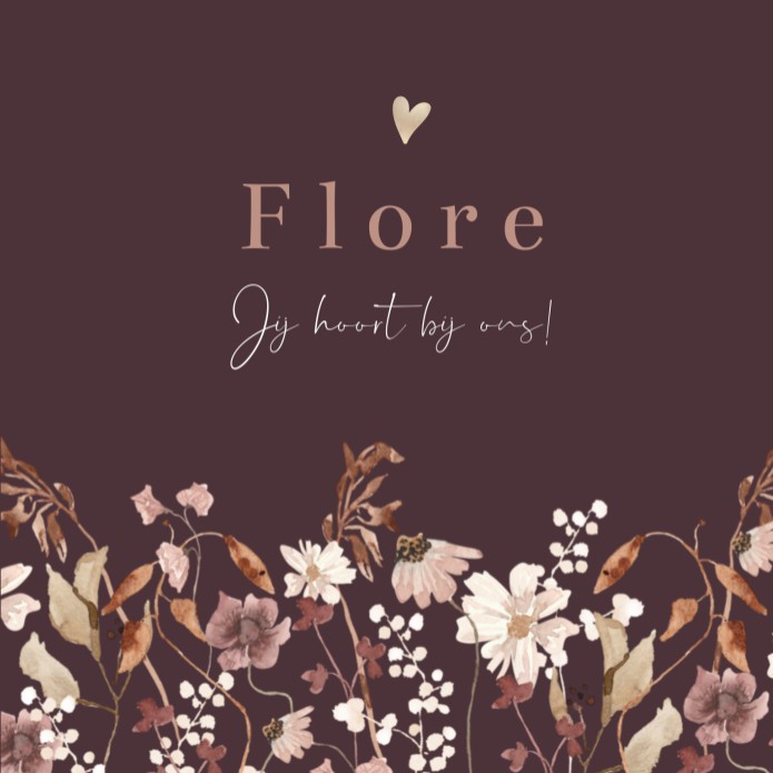 Geboortekaartje meisje droogbloemen Flore