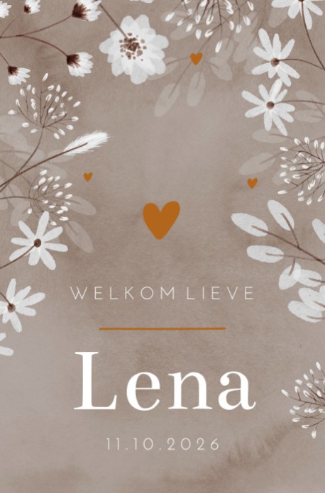 Geboortekaartje meisje floral Lena