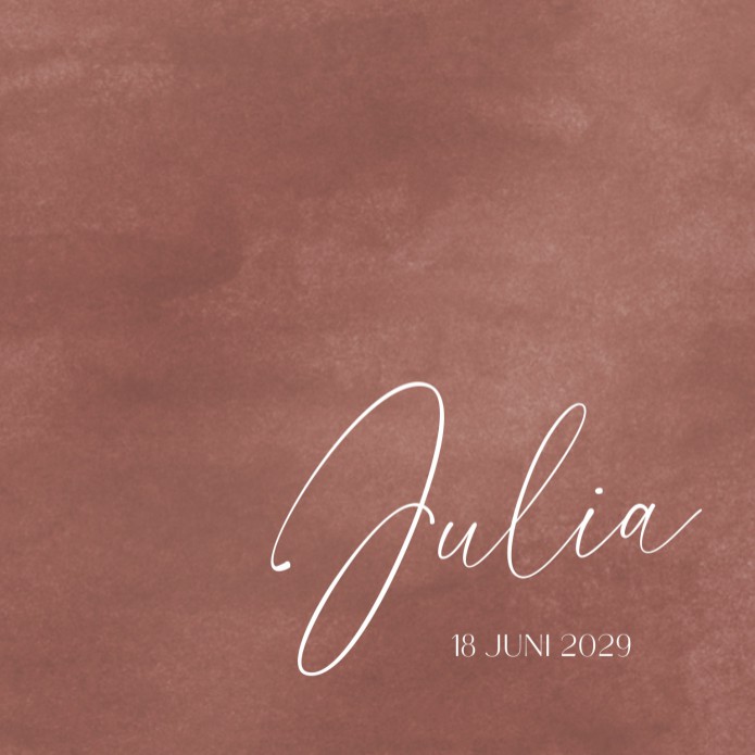 Geboortekaartje meisje betonlook rood Julia voor