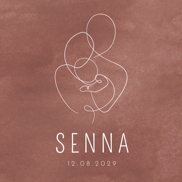 Geboortekaartje meisje lijntekening Senna