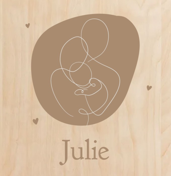Geboortekaartje meisje lijntekening hout Julie