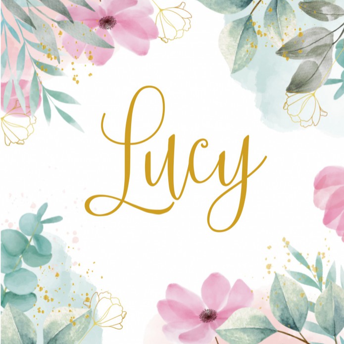 Geboortekaartje bloemen roze Lucy - goudfolie optioneel