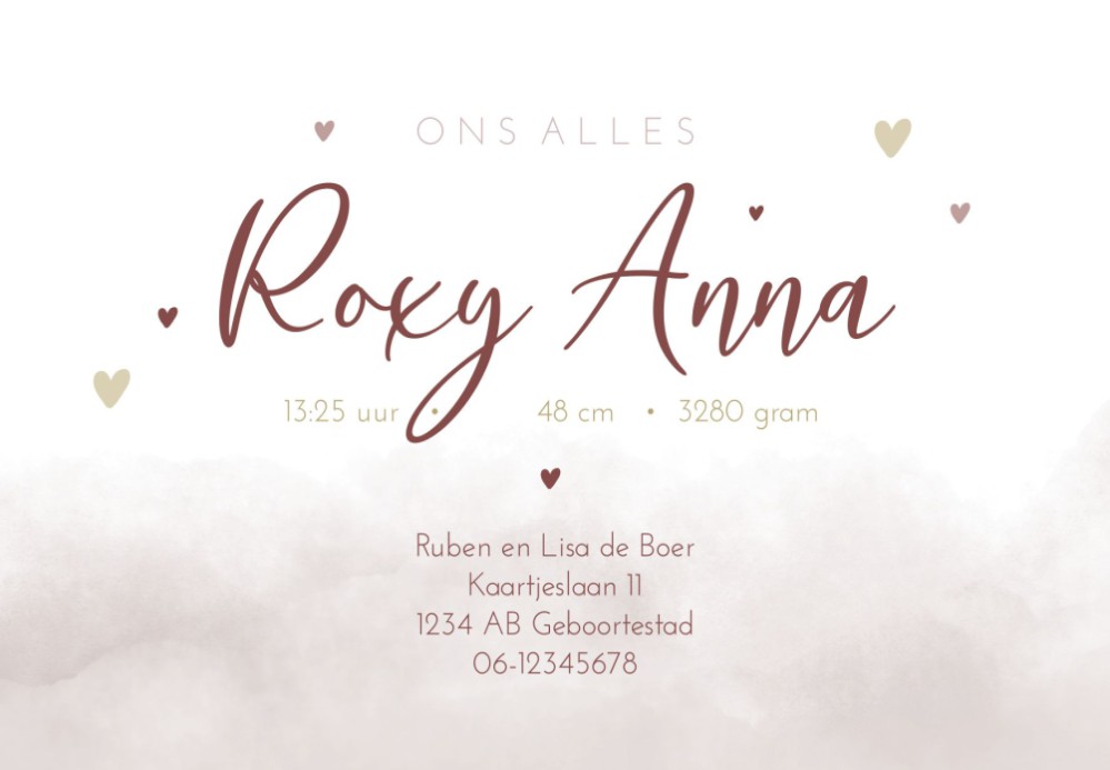 Geboortekaartje meisje minimalistisch goudfolie Roxy