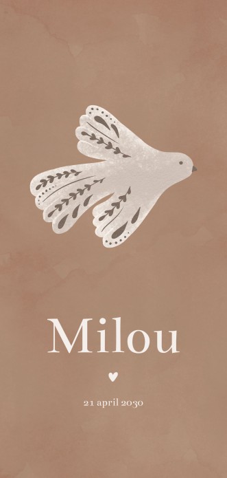 Geboortekaartje meisje minimalistisch vogel Milou