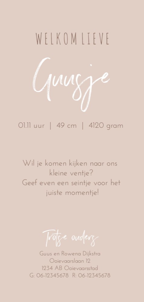 kaart achterzijde