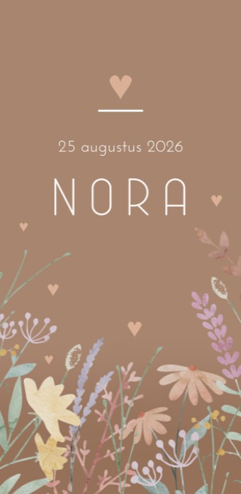 Geboortekaartje meisje oker floral Nora