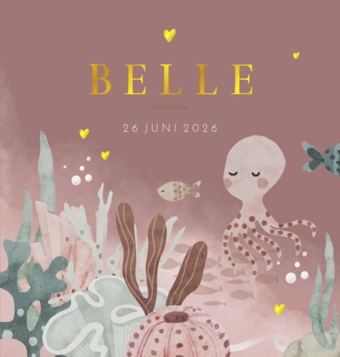 Geboortekaartje meisje onderwaterwereld Belle voor