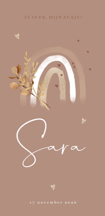 Geboortekaartje meisje regenboog Sara
