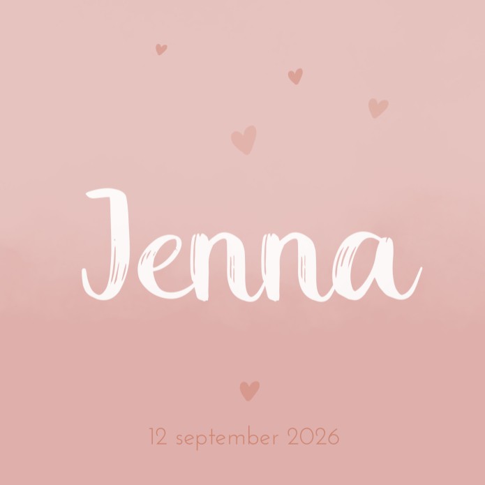 Geboortekaartje meisje roze hartjes Jenna