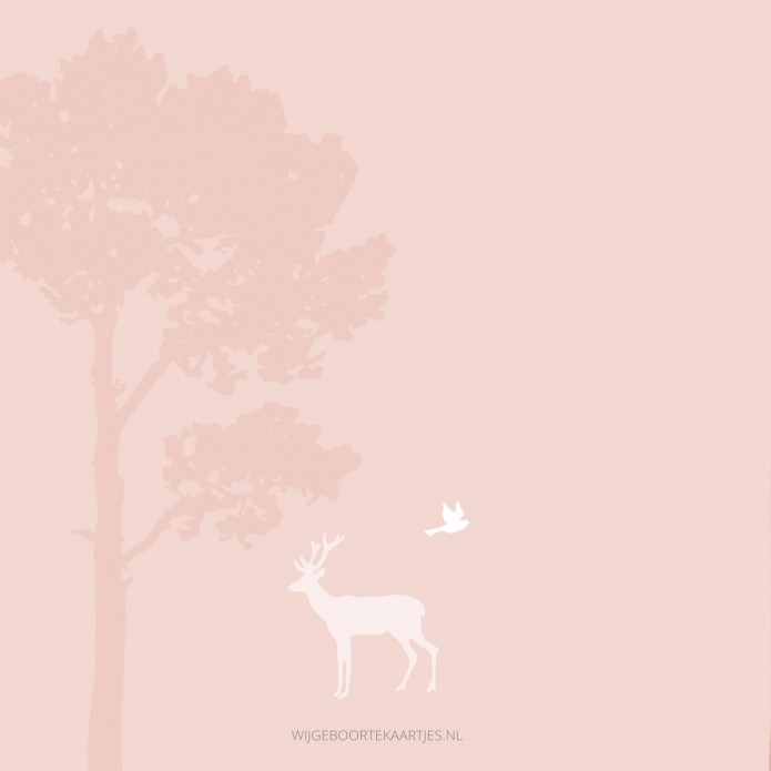 Geboortekaartje meisje dieren bos silhouette Sjuul achter