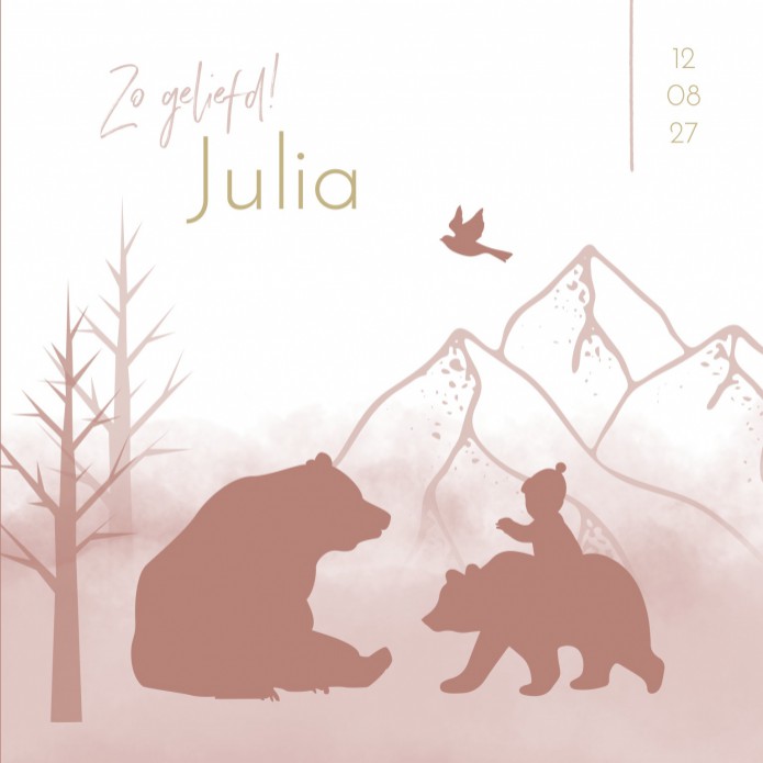 Geboortekaartje meisje silhouette beren Julia