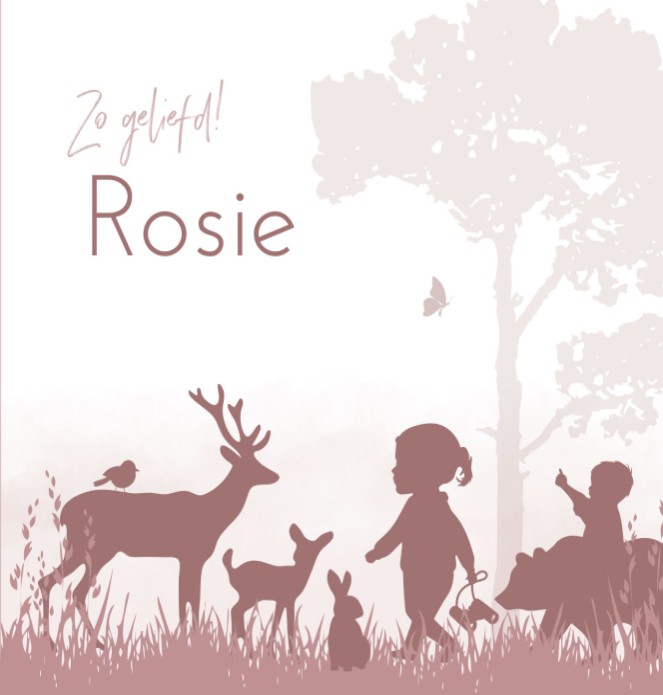 Geboortekaartje meisje silhouetten bosdieren Rosie
