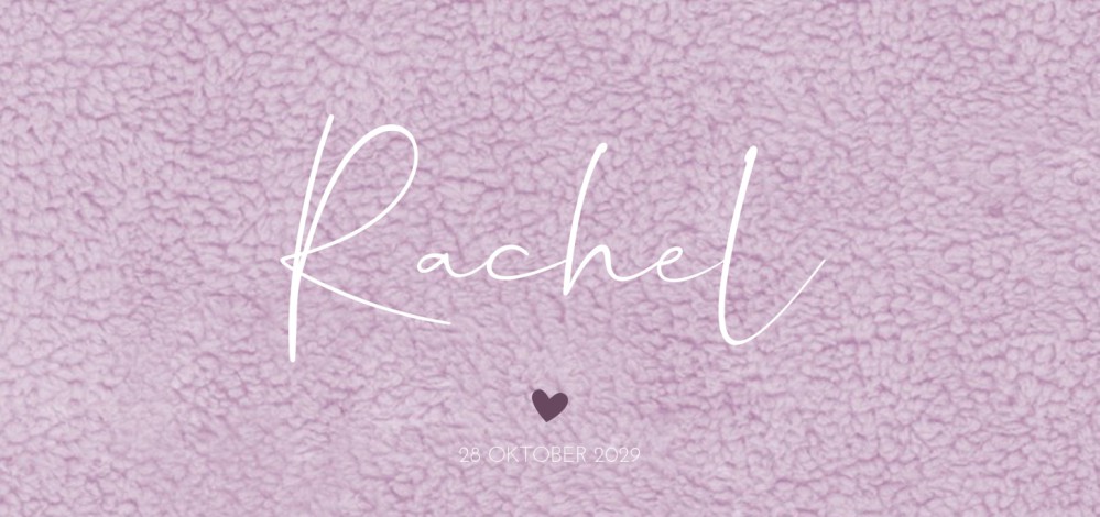 Geboortekaartje meisje teddy paars Rachel voor