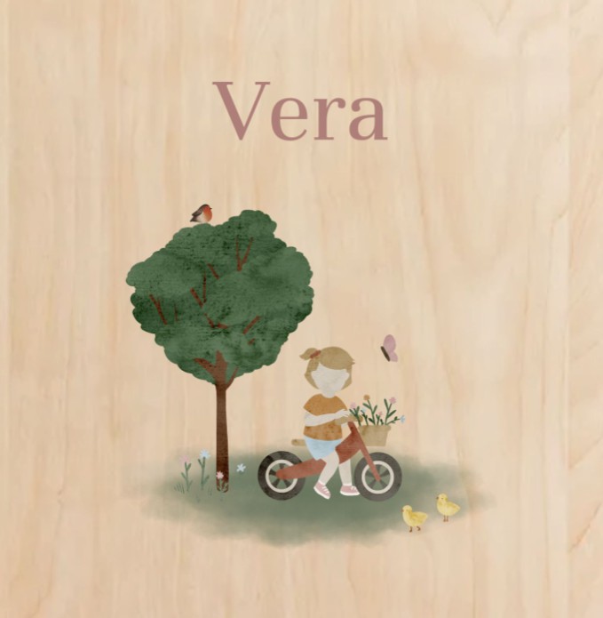 Geboortekaartje meisje hout Vera