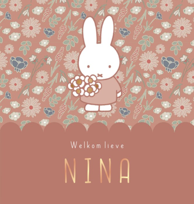 Geboortekaartje meisje vintage bloemen Nina