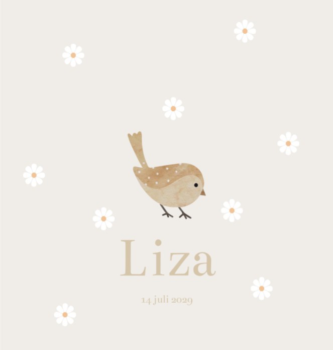 Geboortekaartje meisje vogel Liza