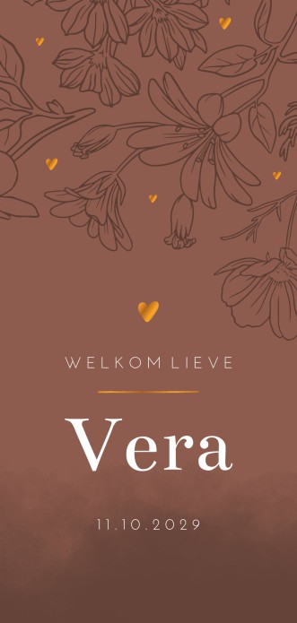 Geboortekaartje meisje warme terra floral Vera