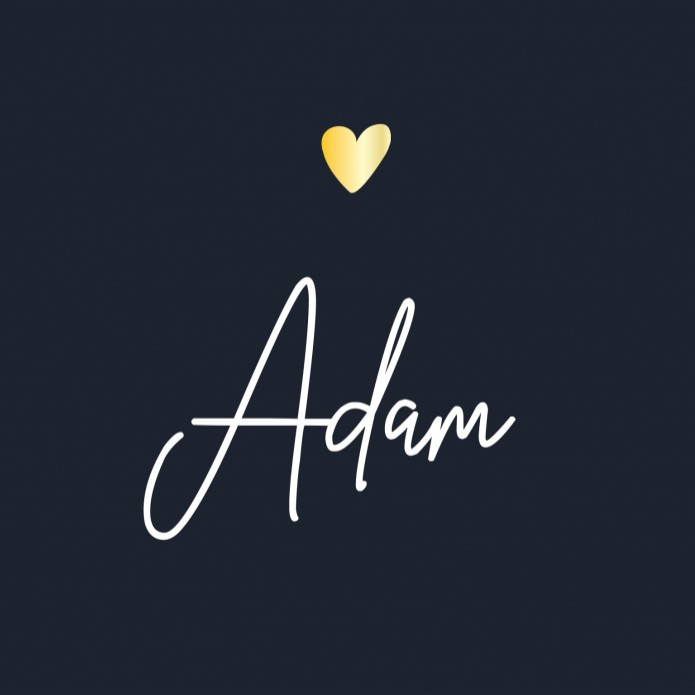 Geboortekaartje minimalistisch goud hartje Adam