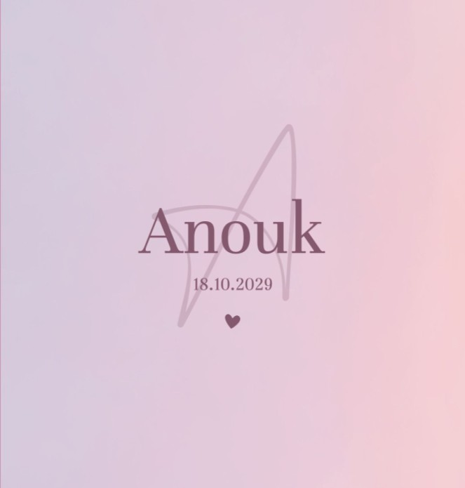 Geboortekaartje dochter minimalistisch Anouk
