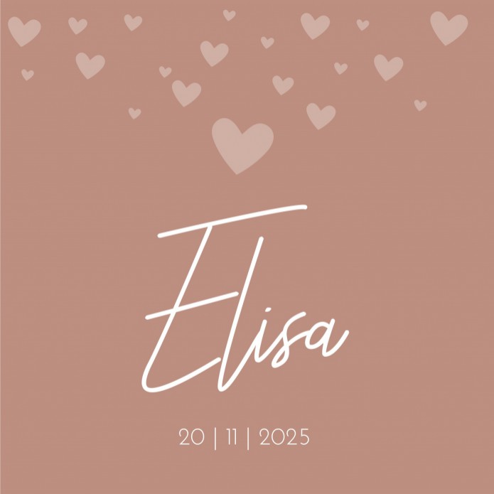 Geboortekaartje meisje hartjes Elisa
