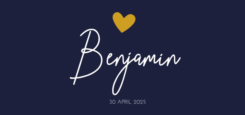 Geboortekaartje minimalistisch gouden hartje Benjamin