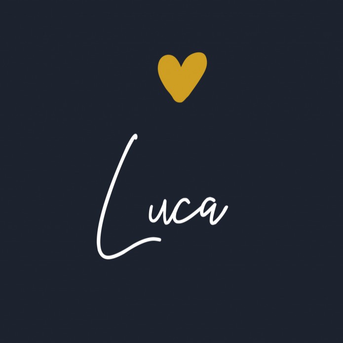 Geboortekaartje jongen minimalistisch gouden hartje Luca