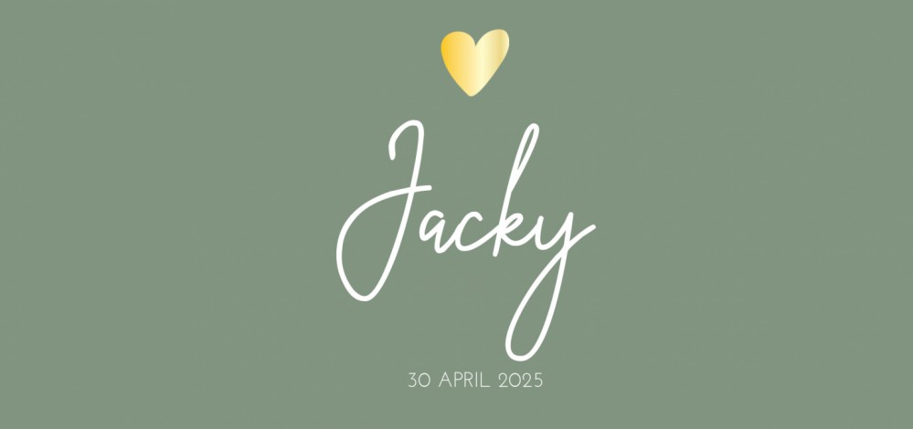 Geboortekaartje minimalistisch goud hartje Jacky