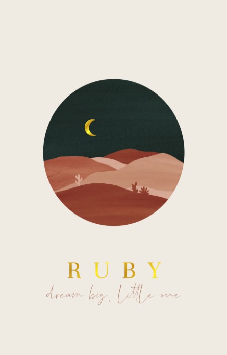 Geboortekaartje meisje minimalistisch landschap Ruby