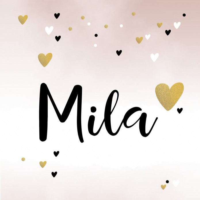 Geboortekaartje meisje roze watercolour met hartjes Mila