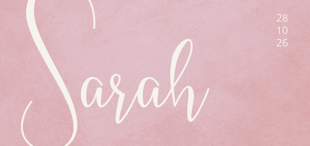 Geboortekaartje meisje minimalistisch roze Sarah voor