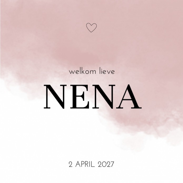 Geboortekaartje roze aquarel Nena