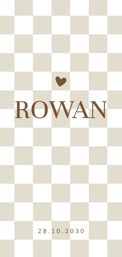 Geboortekaartje neutraal geblokt beige Rowan