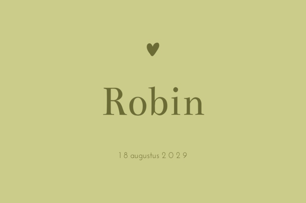 Geboortekaartje neutraal minimalistisch hartje Robin